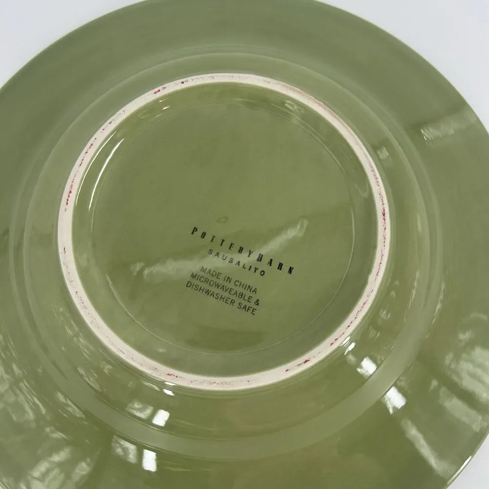 Pottery Barn SAUSALITO SAGE GREEN Large Rim Soup bowl 10 1/4